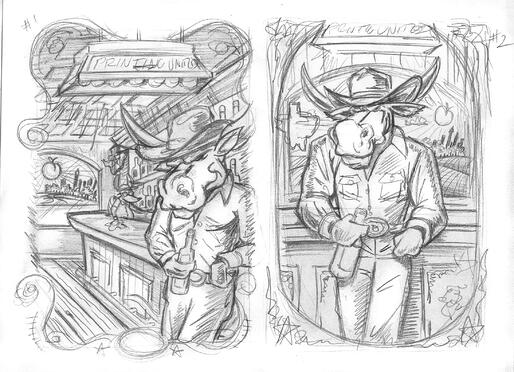 Initial Sketches for PRINTING United Shirt Design