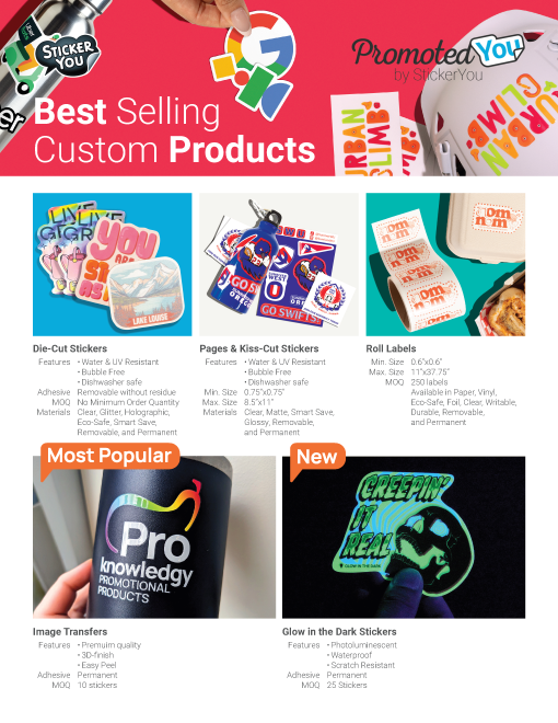 StickerYou Best Selling Products Sheet