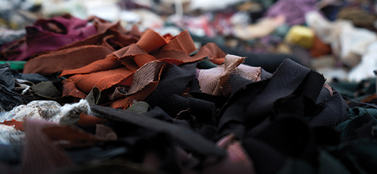 piles of fabric scraps