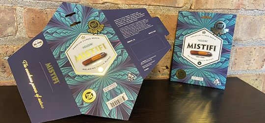 digitally finished blue and gold package