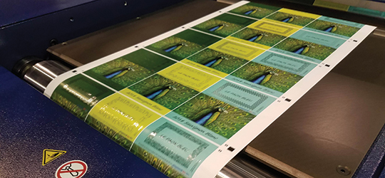 labels go through a digital printer