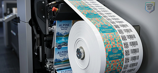 roll of labels being digitally printed