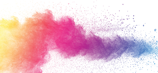 cloud of rainbow colors on white background