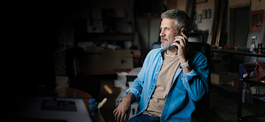 old man on the phone